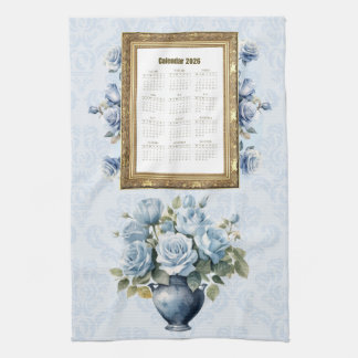2026 Calendar Towel Blue Rose Kitchen Towel Theedoek