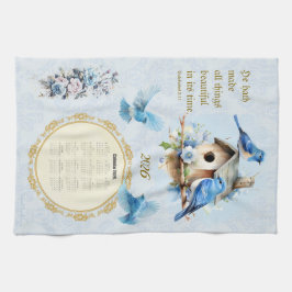 2026 Calendar Towel Bluebirds Birdhouse Ecc 3:11 Theedoek