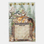 2026 Calendar Towel Cute Chipmunks Theedoek (Verticaal)