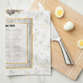 2026 Calendar Towel  Floral Horse and Butterfly Theedoek (Quarter Fold)