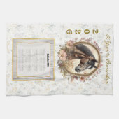 2026 Calendar Towel  Floral Horse and Butterfly Theedoek (Horizontaal)