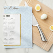 2026 Calendar Towel God Bless America Flag Poppies Theedoek (Quarter Fold)