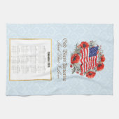 2026 Calendar Towel God Bless America Flag Poppies Theedoek (Horizontaal)