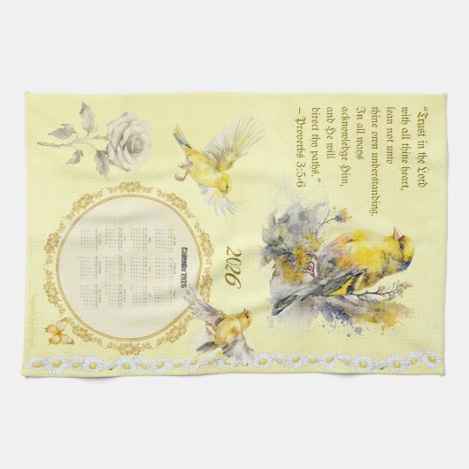 2026 Calendar Towel Goldfinch Trust in the Lord Theedoek (Horizontaal)