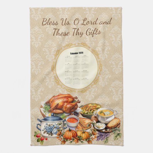 2026 Calendar Towel Grace Bless Us O Lord Theedoek (Verticaal)