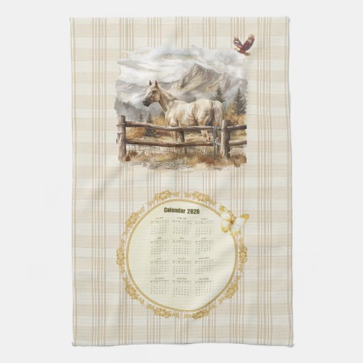 2026 Calendar Towel Horse Theedoek (Verticaal)