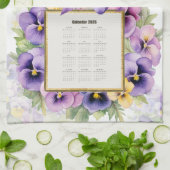 2026 Calendar Towel Pansy Pansies Theedoek (Gevouwen)