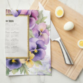 2026 Calendar Towel Pansy Pansies Theedoek (Quarter Fold)
