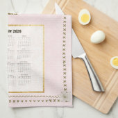 2026 Calendar Towel Paris View Custom Message Theedoek (Quarter Fold)