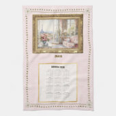 2026 Calendar Towel Paris View Custom Message Theedoek (Verticaal)