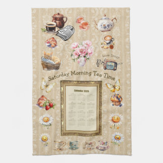 2026 Calendar Towel Saturday Morning Tea Time Theedoek