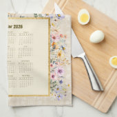 2026 Calendar Towel Sparrow with Wildflowers Theedoek (Quarter Fold)