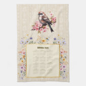 2026 Calendar Towel Sparrow with Wildflowers Theedoek (Verticaal)
