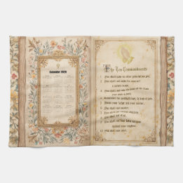 2026 Calendar Towel Ten Commandments Monastic  Theedoek