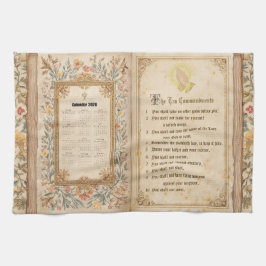 2026 Calendar Towel Ten Commandments Monastic  Theedoek