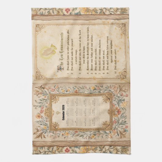 2026 Calendar Towel Ten Commandments Monastic  Theedoek (Verticaal)