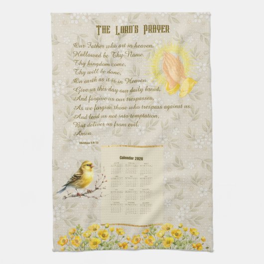 2026 Calendar Towel The Lord's Prayer Theedoek (Verticaal)