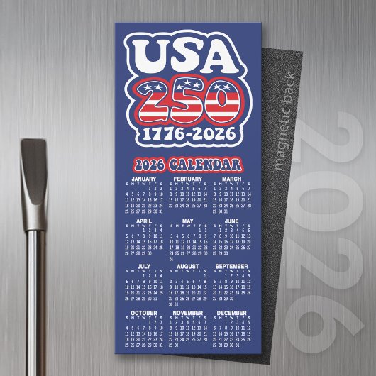 2026 Calendar USA 250 America's Birthday 1776-2026