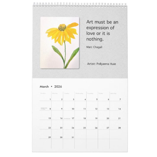 2026 Calendar Vanessa's Art Studio Students 2 Kalender (Mar 2026)