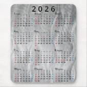 2026 Calendar Wavy Brushed Steel Abstract Muismat (Voorkant)