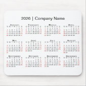 2026 Calendar with Company Name on White Muismat (Voorkant)