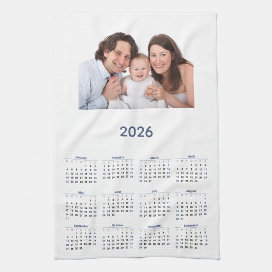 2026 Calendar with Custom Photo Theedoek (Verticaal)