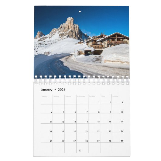 2026 Calendar with images of Italian Dolomites Kalender (Jan 2026)