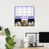 2026 Calendar with Purple Background  Poster (Thuiskantoor)
