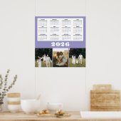 2026 Calendar with Purple Background  Poster (Keuken)