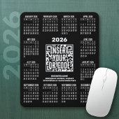 2026 Calendar with QR Code Contact Info Black Muismat