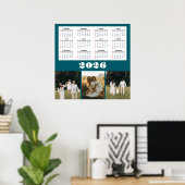 2026 Calendar with Teal Background Poster (Thuiskantoor)