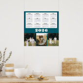 2026 Calendar with Teal Background Poster (Keuken)