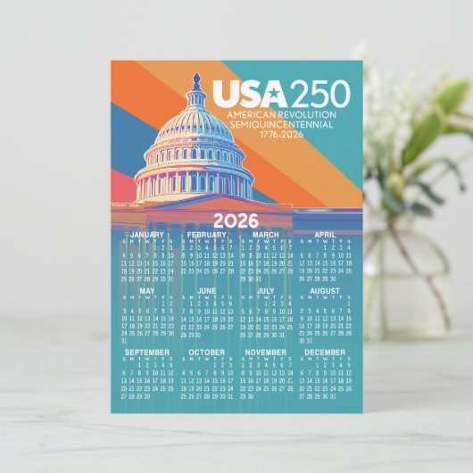 2026 Calendar with USA 250 Capital America Card (Staand voorkant)