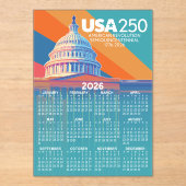 2026 Calendar with USA 250 Capital Dome America Acryl Uitnodigingen (Voorkant)