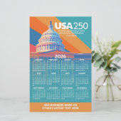 2026 Calendar with USA 250 Capital Dome America Briefpapier (Staand voorkant)