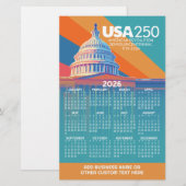 2026 Calendar with USA 250 Capital Dome America Briefpapier (Voorkant / Achterkant)