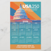 2026 Calendar with USA 250 Capital Dome America Briefpapier (Voorkant)