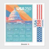 2026 Calendar with USA 250 Capital Dome America Sticker (Vel)