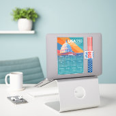 2026 Calendar with USA 250 Capital Dome America Sticker (Laptop op bureau)