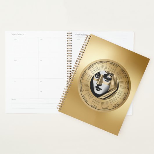 2026 Calendar Woman’s Face in Black and Gold Planner (Display)