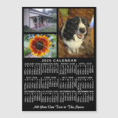 2026 Calendar Year Classic Black Custom 3 Photos Magnetische Uitnodiging (Voorkant)