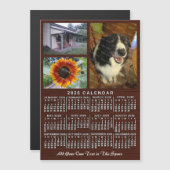 2026 Calendar Year Wood Custom 3 Photos Magnet (Voorkant / Achterkant)