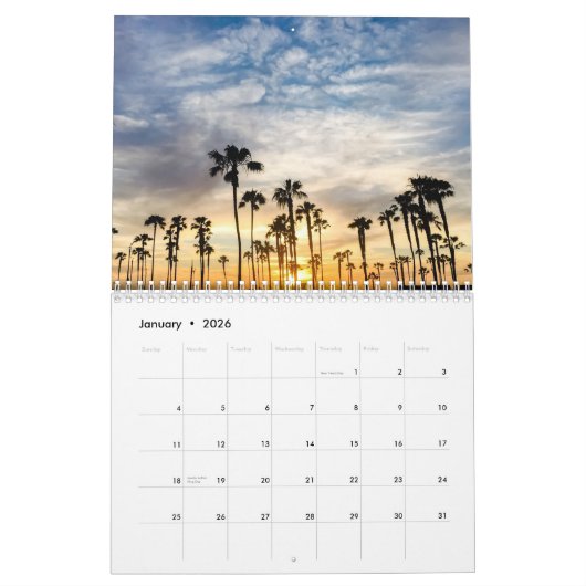 2026 Californië zonsondergang Kalender (Jan 2026)