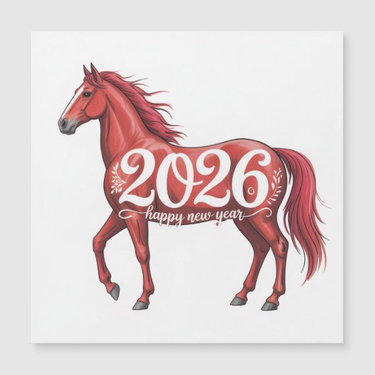 2026 Card Rode Paard magnetische kaart  (Voorkant)