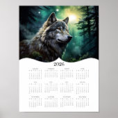 2026 Celestial Wolf Fantasy Art Volledige jaarkale Poster (Voorkant)