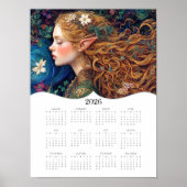 2026 Celtic Elf Fantasy Art Volledige jaarkalender Poster (Voorkant)