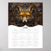 2026 Celtic Fox Fantasy Art Volledige jaarkalender Poster (Voorkant)
