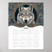 2026 Celtic Wolf Fantasy Art Volledige jaarkalende Poster (Voorkant)