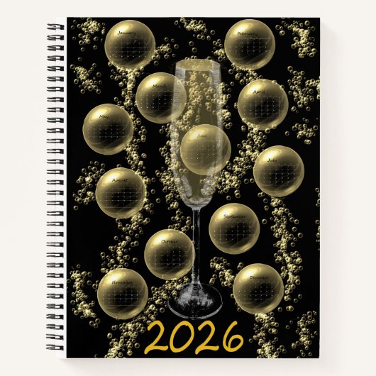 2026 Champagnedrukkalender Notitieboek (Voorkant)