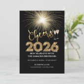 2026 Cheers NYE Party Invitation Kaart (Staand voorkant)